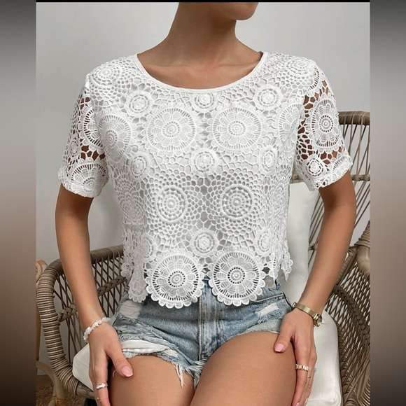 Boho scallop trim lace blouse - Picture 9 of 16